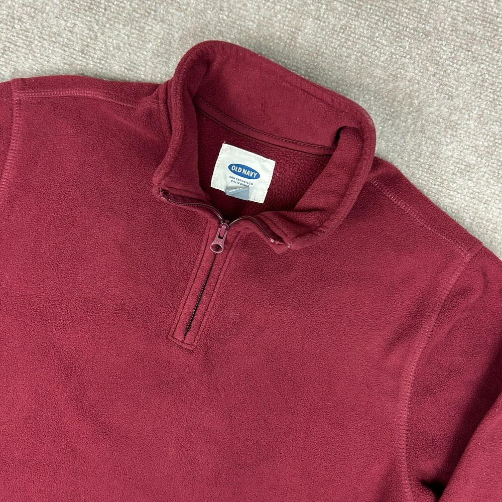 Old Navy Performance Fleece Sweatshirt Mens Small Maroon Mock Neck Quarter Zip